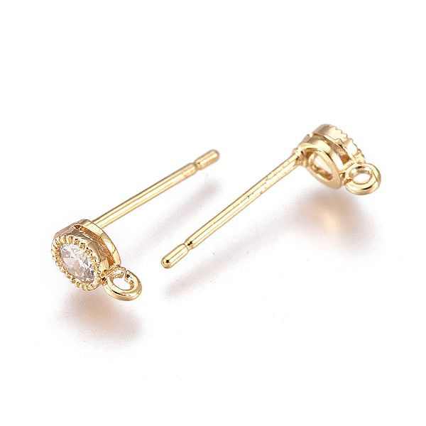 PandaHall Brass Micro Pave Cubic Zirconia Stud Earring Findings, with Loop, Long-Lasting Plated, Real 18K Gold Plated, Nickel Free, Flat...
PandaHall Brass Micro Pave Cubic Zirconia Stud Earring Findings, with Loop, Long-Lasting Plated, Real 18K Gold Plated, Nickel Free, Flat...