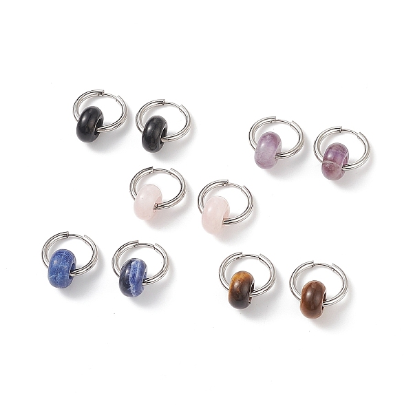 PandaHall Natural Sodalite & Rose Quartz & Tiger Eye & Amethyst & Obsidian Bead Huggie Hoop Earrings, 201 Stainless Steel Huggie Hoop...
PandaHall Natural Sodalite & Rose Quartz & Tiger Eye & Amethyst & Obsidian Bead Huggie Hoop Earrings, 201 Stainless Steel Huggie Hoop...