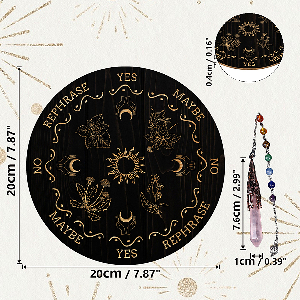 PandaHall AHANDMAKER Sun Moon Hand Plant Pendulum Board, 7.8" Dowsing Divination Metaphysical Message Board Wooden Carven Board with Crystal..., Multicolor
PandaHall AHANDMAKER Sun Moon Hand Plant Pendulum Board, 7.8" Dowsing Divination Metaphysical Message Board Wooden Carven Board with Crystal..., Multicolor