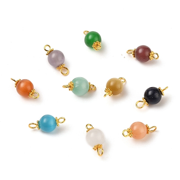 PandaHall Cat Eye Links, with Golden Plated Alloy Findings, Round, Colorful, 16x8.5x8.5mm, Hole: 1.7~2.5mm Alloy+Glass Round
PandaHall Cat Eye Links, with Golden Plated Alloy Findings, Round, Colorful, 16x8.5x8.5mm, Hole: 1.7~2.5mm Alloy+Glass Round