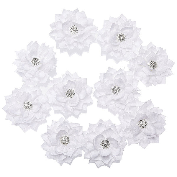 PandaHall Flower Chiffon Fabric with Rhinestone Accessories, for Shoes, Hat or Clothing, White, 70~90x11mm Cloth Flower White
PandaHall Flower Chiffon Fabric with Rhinestone Accessories, for Shoes, Hat or Clothing, White, 70~90x11mm Cloth Flower White