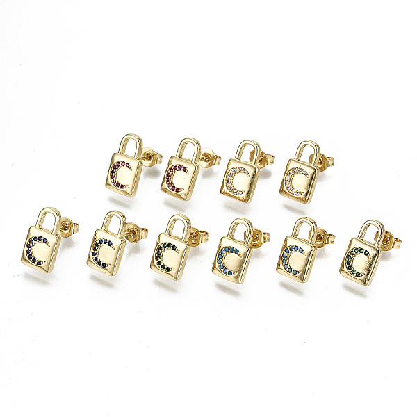 PandaHall Brass Micro Pave Cubic Zirconia Padlock Stud Earrings, with Ear Nuts, Lock with Moon, Nickel Free, Real 18K Gold Plated, Mixed..., Multicolor
PandaHall Brass Micro Pave Cubic Zirconia Padlock Stud Earrings, with Ear Nuts, Lock with Moon, Nickel Free, Real 18K Gold Plated, Mixed..., Multicolor