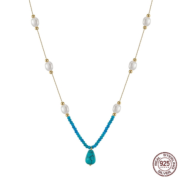 PandaHall Synthetic Turquoise Teardrop Pendant Necklace, Dyed Natural Turquoise & Pearl Beads Necklaces with 925 Sterling Silver Chains...
PandaHall Synthetic Turquoise Teardrop Pendant Necklace, Dyed Natural Turquoise & Pearl Beads Necklaces with 925 Sterling Silver Chains...