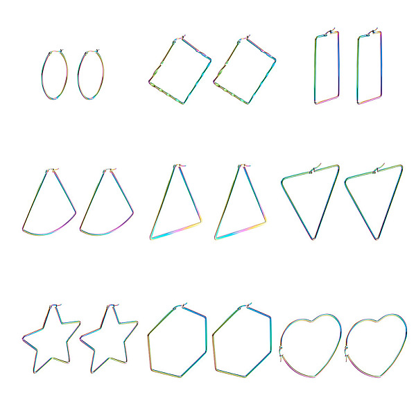 PandaHall Fashewelry 9Pairs 9 Style 304 Stainless Steel Geometric Hoop Earrings, Hypoallergenic Earrings, Rainbow Color, 1pair/style 304...
PandaHall Fashewelry 9Pairs 9 Style 304 Stainless Steel Geometric Hoop Earrings, Hypoallergenic Earrings, Rainbow Color, 1pair/style 304...