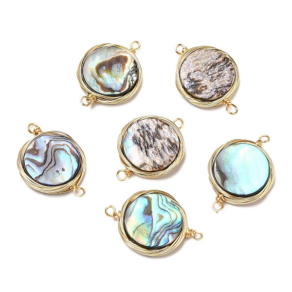 PandaHall Natural Paua Shell Connector Charms, Flat Round Brass Wire Wrapped Links, Real 14K Gold Plated, 21x14x3.5mm, Hole: 1.4mm Paua...
PandaHall Natural Paua Shell Connector Charms, Flat Round Brass Wire Wrapped Links, Real 14K Gold Plated, 21x14x3.5mm, Hole: 1.4mm Paua...