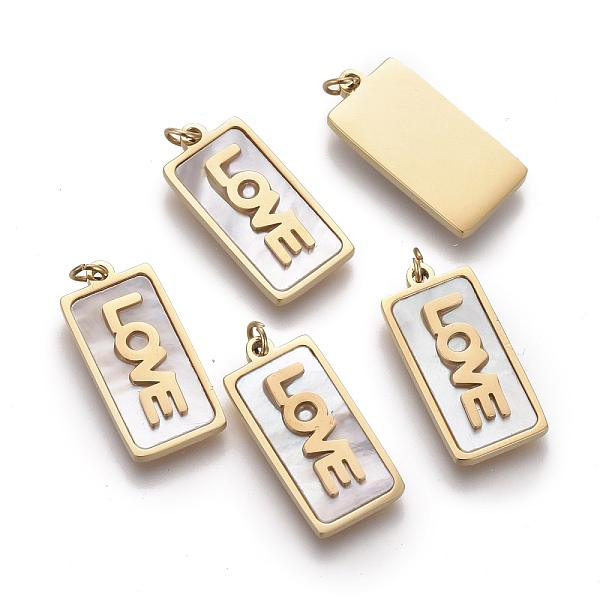 PandaHall Natural Shell Pendants, with Golden Plated 316 Surgical Stainless Steel Findings and Jump Rings, Rectangle with Word Love...
PandaHall Natural Shell Pendants, with Golden Plated 316 Surgical Stainless Steel Findings and Jump Rings, Rectangle with Word Love...