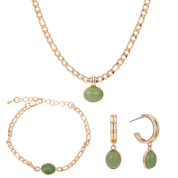 PandaHall ANATTASOUL 18K Real Gold Plated Natural Green Aventurine Oval Pendant Necklaces & Stud Earrings & Link Bracelet, Fashion Jewelry...
PandaHall ANATTASOUL 18K Real Gold Plated Natural Green Aventurine Oval Pendant Necklaces & Stud Earrings & Link Bracelet, Fashion Jewelry...