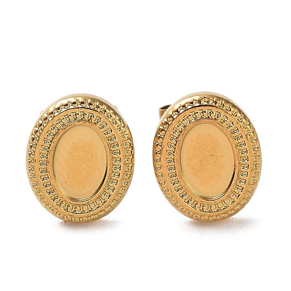 PandaHall Ion Plating(IP) Rack Plating 304 Stainless Steel Stud Earring Findings, Earring Settings, Oval, Real 18K Gold Plated, 11x9mm, Pin...
PandaHall Ion Plating(IP) Rack Plating 304 Stainless Steel Stud Earring Findings, Earring Settings, Oval, Real 18K Gold Plated, 11x9mm, Pin...