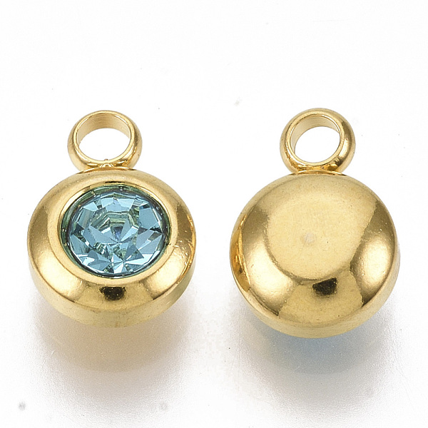 PandaHall Rhinestone Charms, March Birthstone Charms, with 201 Stainless Steel, Flat Round, Golden, Aquamarine, 9x6.5x4mm, Hole: 1.8mm..., Cyan
PandaHall Rhinestone Charms, March Birthstone Charms, with 201 Stainless Steel, Flat Round, Golden, Aquamarine, 9x6.5x4mm, Hole: 1.8mm..., Cyan