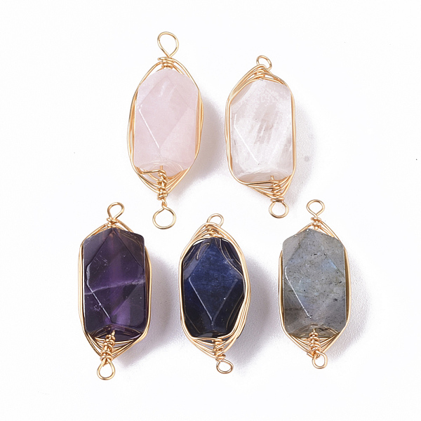 PandaHall Natural Gemstone Links connectors, Brass Wire Wrapped Links, Mixed Natural Gemstone, Faceted, Column, Golden, 22.5~32x9~12x8~9mm...
PandaHall Natural Gemstone Links connectors, Brass Wire Wrapped Links, Mixed Natural Gemstone, Faceted, Column, Golden, 22.5~32x9~12x8~9mm...