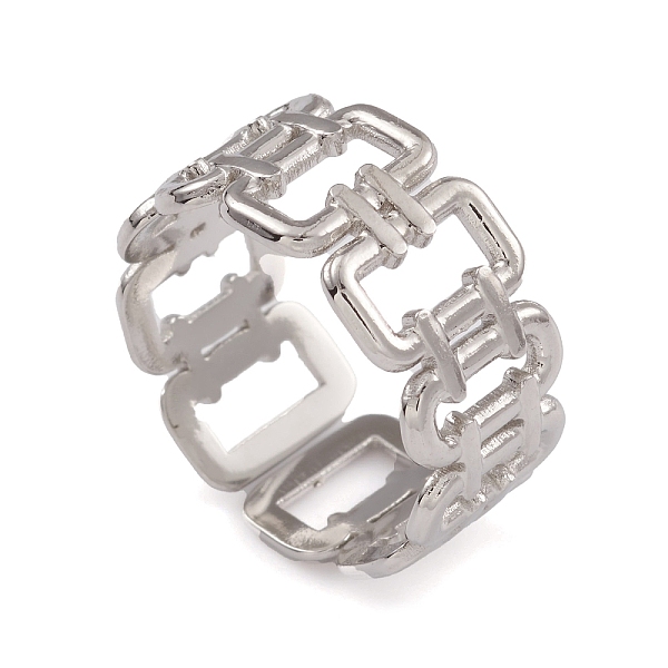 PandaHall 304 Stainless Steel Hollow Rectangle Open Cuff Rings for Women, Stainless Steel Color, Inner Diameter: 16.4mm 304 Stainless Steel
PandaHall 304 Stainless Steel Hollow Rectangle Open Cuff Rings for Women, Stainless Steel Color, Inner Diameter: 16.4mm 304 Stainless Steel