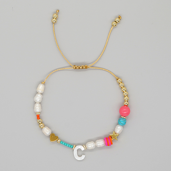 PandaHall Initial Letter Natural Pearl Braided Bead Bracelet, Adjustable Bracelet, Letter C, 11 inch(28cm) Pearl Letter C
PandaHall Initial Letter Natural Pearl Braided Bead Bracelet, Adjustable Bracelet, Letter C, 11 inch(28cm) Pearl Letter C