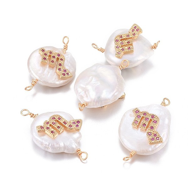 PandaHall Natural Pearl Links connectors, with Brass Micro Pave Cubic Zirconia Findings, Flat Round with Constellation, Golden, Fuchsia..., Pink
PandaHall Natural Pearl Links connectors, with Brass Micro Pave Cubic Zirconia Findings, Flat Round with Constellation, Golden, Fuchsia..., Pink