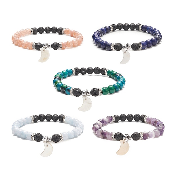 PandaHall Natural & Synthetic Mixed Gemstone Beaded Stretch Bracelet, Natural Shell Moon Charms Adjustable Bracelet for Women, Inner...
PandaHall Natural & Synthetic Mixed Gemstone Beaded Stretch Bracelet, Natural Shell Moon Charms Adjustable Bracelet for Women, Inner...