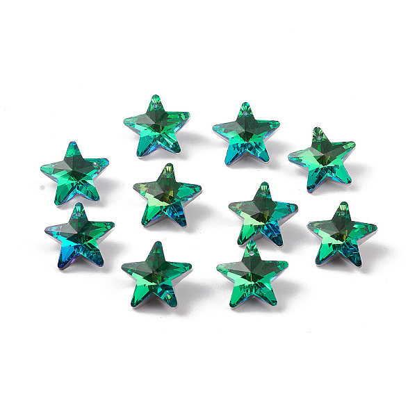 PandaHall Electroplate Transparent Glass Pendants, Back Plated, Faceted, Star Charms, Green, 19x20x9.5~10mm, Hole: 1.2mm Glass Star Green
PandaHall Electroplate Transparent Glass Pendants, Back Plated, Faceted, Star Charms, Green, 19x20x9.5~10mm, Hole: 1.2mm Glass Star Green