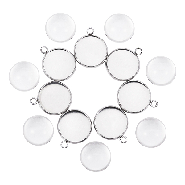 PandaHall DIY Pendants Making, 304 Stainless Steel Pendant Cabochon Settings and Half Round Clear Glass Cabochons, Stainless Steel Color...
PandaHall DIY Pendants Making, 304 Stainless Steel Pendant Cabochon Settings and Half Round Clear Glass Cabochons, Stainless Steel Color...