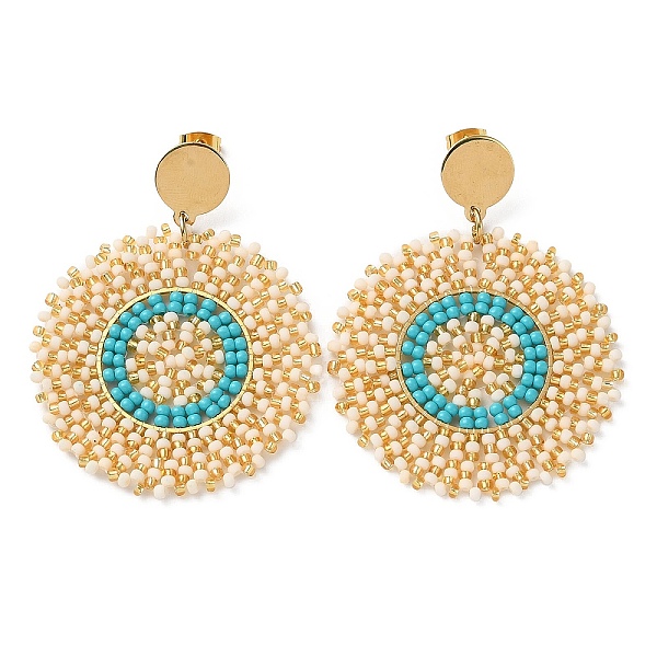PandaHall Woven Glass Beaded Flat Round Dangle Stud Earrings, with Vacuum Plating 304 Stainless Steel Pins, Linen, 60x46mm Glass Flat Round..., Brown
PandaHall Woven Glass Beaded Flat Round Dangle Stud Earrings, with Vacuum Plating 304 Stainless Steel Pins, Linen, 60x46mm Glass Flat Round..., Brown