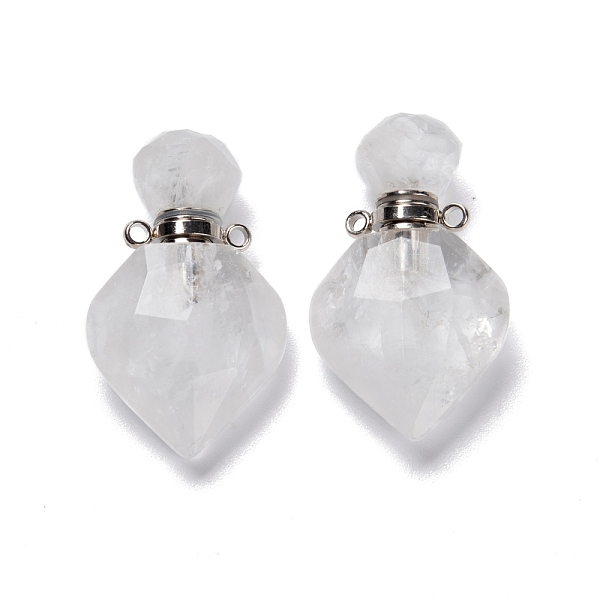 PandaHall Natural Quartz Crystal Perfume Bottle Pendants, Rock Crystal, with Platinum Brass Findings, Faceted, Rhombus, 27mm, Hole: 1.4mm...
PandaHall Natural Quartz Crystal Perfume Bottle Pendants, Rock Crystal, with Platinum Brass Findings, Faceted, Rhombus, 27mm, Hole: 1.4mm...
