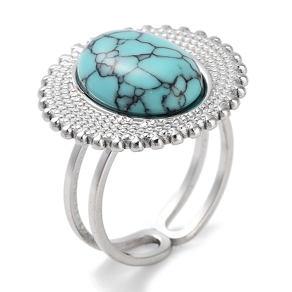 PandaHall Ion Plating(IP) 304 Stainless Steel Ring, Adjustable Synthetic Turquoise Rings, Sun, 20.5mm, Inner Diameter: Adjustable Synthetic...
PandaHall Ion Plating(IP) 304 Stainless Steel Ring, Adjustable Synthetic Turquoise Rings, Sun, 20.5mm, Inner Diameter: Adjustable Synthetic...
