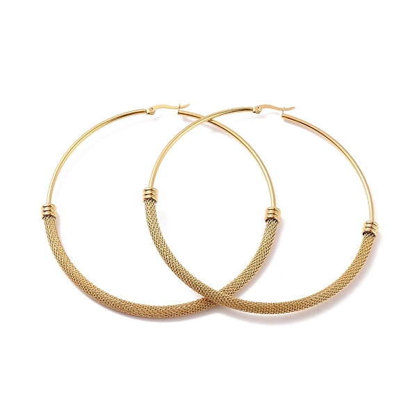 PandaHall Vacuum Plating 201 Stainless Steel Mesh Chain Shape Big Hoop Earrings with 304 Stainless Steel Pin for Women, Golden, 90x89x6mm...
PandaHall Vacuum Plating 201 Stainless Steel Mesh Chain Shape Big Hoop Earrings with 304 Stainless Steel Pin for Women, Golden, 90x89x6mm...