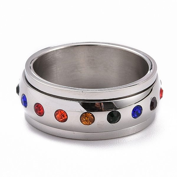 PandaHall Pride Style Titanium Steel Finger Rings, Wide Band Rings, with Colorful Rhinestone Beads, Stainless Steel Color, US Size 7(17.3mm)..., Multicolor
PandaHall Pride Style Titanium Steel Finger Rings, Wide Band Rings, with Colorful Rhinestone Beads, Stainless Steel Color, US Size 7(17.3mm)..., Multicolor