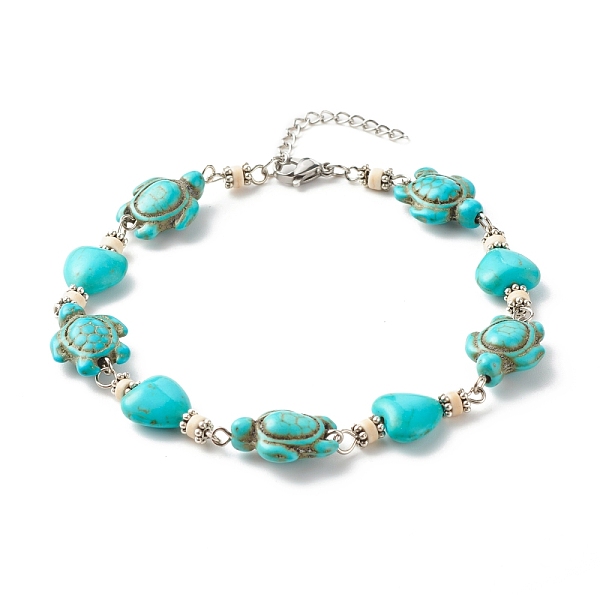 PandaHall Heart & Tortoise Synthetic Turquoise Beaded Anklet, Adjustable Anklet for Women, Platinum, Cyan, 10 inch(25.5cm) Synthetic...
PandaHall Heart & Tortoise Synthetic Turquoise Beaded Anklet, Adjustable Anklet for Women, Platinum, Cyan, 10 inch(25.5cm) Synthetic...