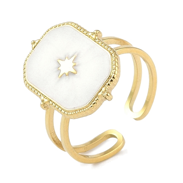 PandaHall Ion Plating(IP) 304 Stainless Steel Enamel Rectangle with Star Cuff Finger Rings, Open Rings for Women, Real 18K Gold Plated..., White
PandaHall Ion Plating(IP) 304 Stainless Steel Enamel Rectangle with Star Cuff Finger Rings, Open Rings for Women, Real 18K Gold Plated..., White