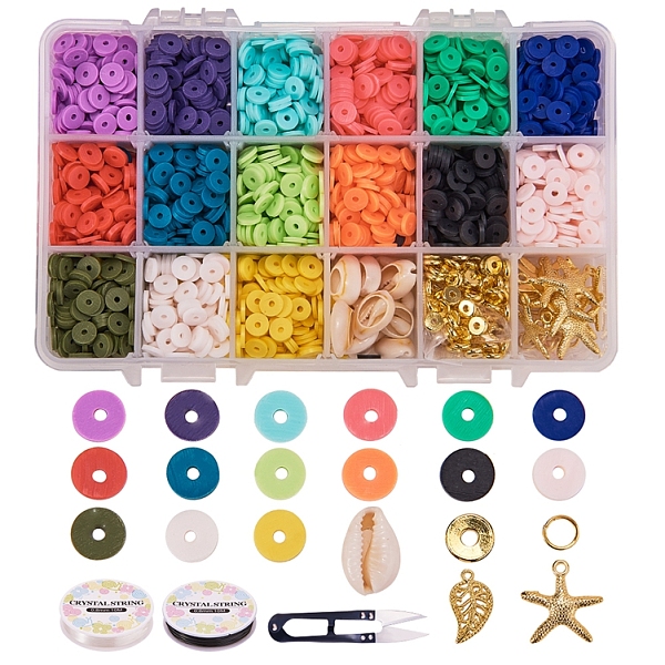 PandaHall DIY Jewelry Set Kits, with Handmade Polymer Clay Heishi Beads, Brass Spacer Beads, Cowrie Shells, Alloy Pendants, Iron Jump Rings..., Multicolor
PandaHall DIY Jewelry Set Kits, with Handmade Polymer Clay Heishi Beads, Brass Spacer Beads, Cowrie Shells, Alloy Pendants, Iron Jump Rings..., Multicolor