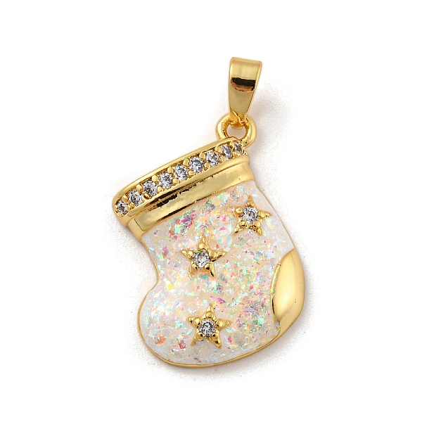 PandaHall Christmas Brass Micro Pave Cubic Zirconia Pendant, with Synthetic Opal, Christmas Stocking, Snow, 19x16.5x4mm, Hole: 5x3mm..., White
PandaHall Christmas Brass Micro Pave Cubic Zirconia Pendant, with Synthetic Opal, Christmas Stocking, Snow, 19x16.5x4mm, Hole: 5x3mm..., White