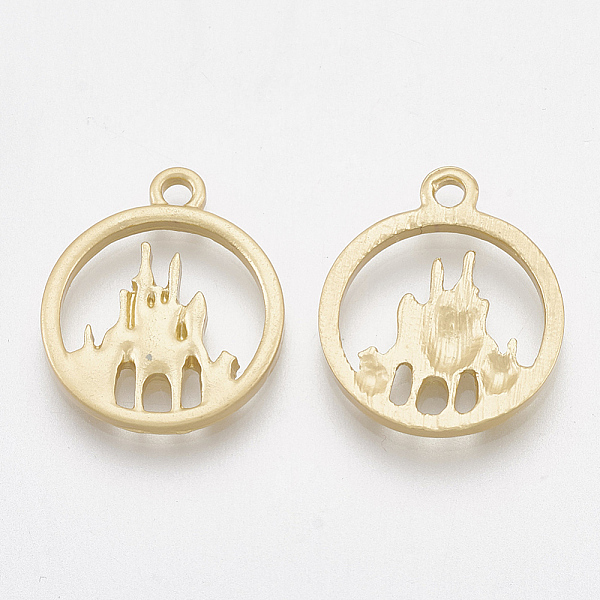 PandaHall Smooth Surface Alloy Pendants, Ring with Castle, Matte Gold Color, 18.5x15.5x2mm, Hole: 1.5mm Alloy Ring
PandaHall Smooth Surface Alloy Pendants, Ring with Castle, Matte Gold Color, 18.5x15.5x2mm, Hole: 1.5mm Alloy Ring