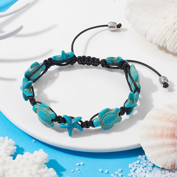 PandaHall Synthetic Turquoise Starfish & Turtle Braided Bead Bracelet, with Polyester Cord, Dark Turquoise, Inner Diameter: 2-1/4~3-1/8 inch...
PandaHall Synthetic Turquoise Starfish & Turtle Braided Bead Bracelet, with Polyester Cord, Dark Turquoise, Inner Diameter: 2-1/4~3-1/8 inch...