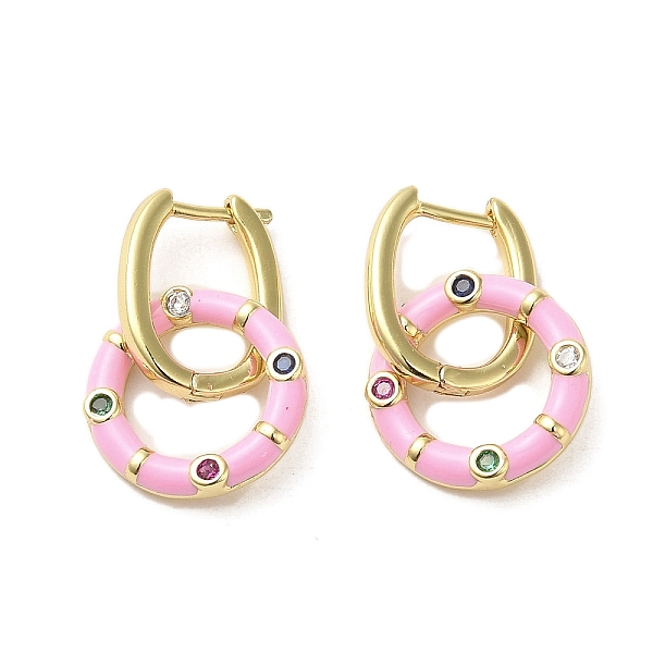 PandaHall Real 18K Gold Plated Brass Ring Dangle Hoop Earrings, with Enamel and Cubic Zirconia, Pink, 21x12.5mm Cubic Zirconia Ring Pink
PandaHall Real 18K Gold Plated Brass Ring Dangle Hoop Earrings, with Enamel and Cubic Zirconia, Pink, 21x12.5mm Cubic Zirconia Ring Pink