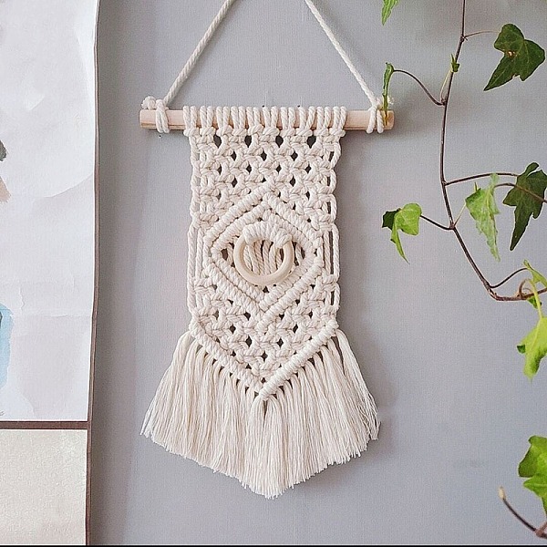 PandaHall Cotton Cord Macrame Woven Tassel Wall Hanging, Boho Style Hanging Ornament with Wood Sticks, for Home Decoration, Floral White...
PandaHall Cotton Cord Macrame Woven Tassel Wall Hanging, Boho Style Hanging Ornament with Wood Sticks, for Home Decoration, Floral White...