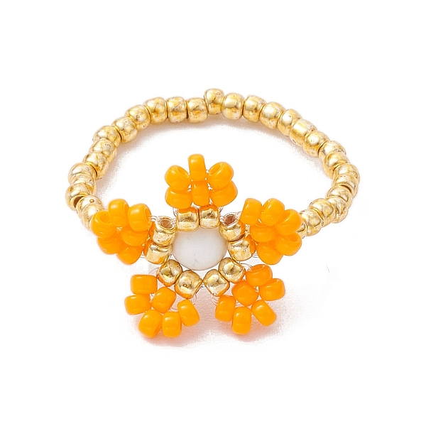 PandaHall Round Seed Beads with Gemstone Beads Rings, Flower, Dark Orange, Inner Diameter: 27mm Glass Flower
PandaHall Round Seed Beads with Gemstone Beads Rings, Flower, Dark Orange, Inner Diameter: 27mm Glass Flower