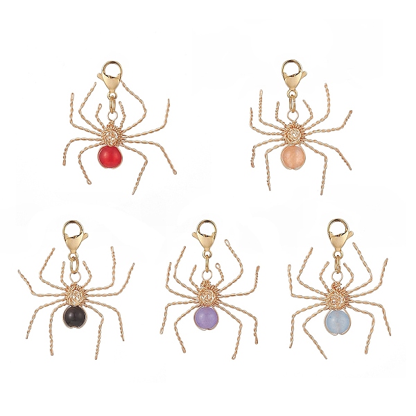 PandaHall Wire Wrapped Gemstone Pendant Decorations, with 304 Stainless Steel Lobster Claw Clasps, Spider, 35mm Mixed Stone Spider
PandaHall Wire Wrapped Gemstone Pendant Decorations, with 304 Stainless Steel Lobster Claw Clasps, Spider, 35mm Mixed Stone Spider