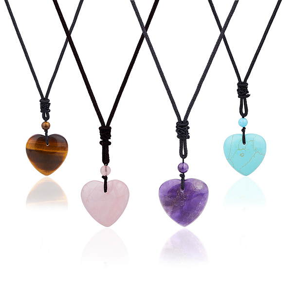 PandaHall FIBLOOM 4Pcs 4 Style Heart Natural & Synthetic Mixed Gemstone Pendant Necklace with Nylon Cords, 29.13 inch(74cm), 1pc/style Mixed...
PandaHall FIBLOOM 4Pcs 4 Style Heart Natural & Synthetic Mixed Gemstone Pendant Necklace with Nylon Cords, 29.13 inch(74cm), 1pc/style Mixed...