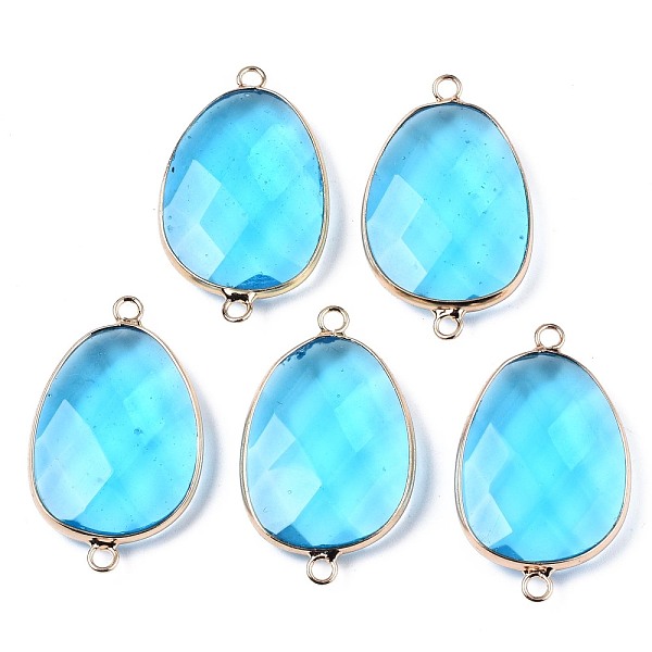 PandaHall Glass Links Connectors, with Golden Plated Brass Edge and Loop, Faceted, Oval, Deep Sky Blue, 38~39x23x7mm, Hole: 2.5mm Glass Oval
PandaHall Glass Links Connectors, with Golden Plated Brass Edge and Loop, Faceted, Oval, Deep Sky Blue, 38~39x23x7mm, Hole: 2.5mm Glass Oval