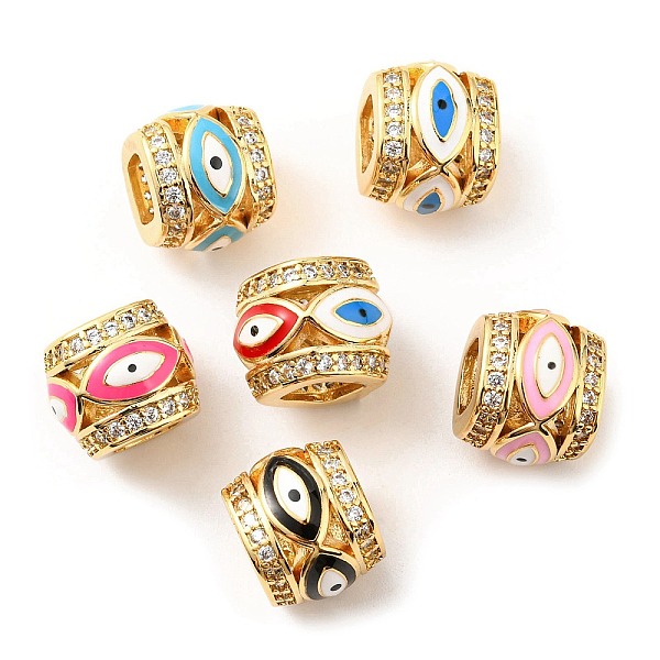 PandaHall Rack Plating Brass Micro Pave Cubic Zirconia European Beads, with Enamel, Large Hole Beads, Lead Free & Cadmium Free, Barrel with..., Multicolor
PandaHall Rack Plating Brass Micro Pave Cubic Zirconia European Beads, with Enamel, Large Hole Beads, Lead Free & Cadmium Free, Barrel with..., Multicolor