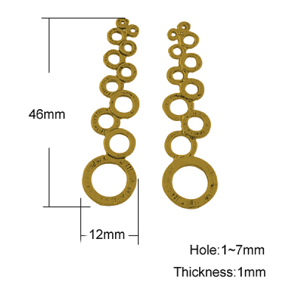 PandaHall Tibetan Style Alloy Pendants, Focal Circles, Cadmium Free & Lead Free, Antique Golden, 46x12x1mm, Hole: 1~7mm Alloy Ring
PandaHall Tibetan Style Alloy Pendants, Focal Circles, Cadmium Free & Lead Free, Antique Golden, 46x12x1mm, Hole: 1~7mm Alloy Ring