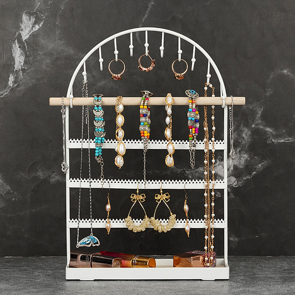 PandaHall Arch Shaped Iron Jewelry Storage Rack with Wood Mat, Jewelry Organizer Holder Jewelry Tower with Tray, for Bracelet, Necklace..., White
PandaHall Arch Shaped Iron Jewelry Storage Rack with Wood Mat, Jewelry Organizer Holder Jewelry Tower with Tray, for Bracelet, Necklace..., White