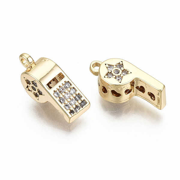 PandaHall Brass Micro Pave Clear Cubic Zirconia Charms, Nickel Free, Whistle, Real 18K Gold Plated, 14x5x6mm, Hole: 1.2mm Brass+Cubic...
PandaHall Brass Micro Pave Clear Cubic Zirconia Charms, Nickel Free, Whistle, Real 18K Gold Plated, 14x5x6mm, Hole: 1.2mm Brass+Cubic...