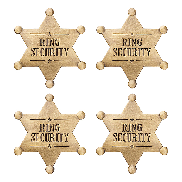 PandaHall 4Pcs Ring Security Word Badge, Star Alloy Brooch Pin for Backpack Clothes, Antique Bronze, 70x61x7.5mm Alloy
PandaHall 4Pcs Ring Security Word Badge, Star Alloy Brooch Pin for Backpack Clothes, Antique Bronze, 70x61x7.5mm Alloy