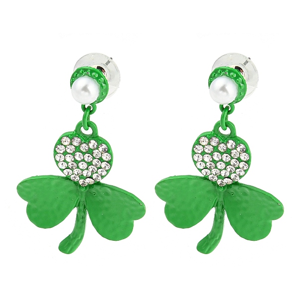 PandaHall Saint Patrick's Day Zinc Alloy Clover Dangle Stud Earrings with Rhinestones, Lime Green, 48x29mm Rhinestone Clover
PandaHall Saint Patrick's Day Zinc Alloy Clover Dangle Stud Earrings with Rhinestones, Lime Green, 48x29mm Rhinestone Clover