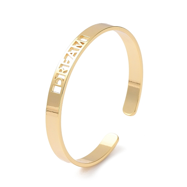 PandaHall Rack Plating Brass Open Cuff Bangles for Women, Hollow Word Bangle, Golden, Inner Diameter: 2-1/8 inch(5.3cm) Brass Ring
PandaHall Rack Plating Brass Open Cuff Bangles for Women, Hollow Word Bangle, Golden, Inner Diameter: 2-1/8 inch(5.3cm) Brass Ring
