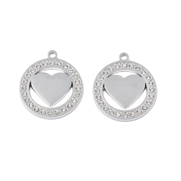 PandaHall 304 Stainless Steel Pendants, with Crystal Rhinestone, Ring with Heart, Stainless Steel Color, 26x22.5x2mm, Hole: 2mm Stainless..., Clear
PandaHall 304 Stainless Steel Pendants, with Crystal Rhinestone, Ring with Heart, Stainless Steel Color, 26x22.5x2mm, Hole: 2mm Stainless..., Clear
