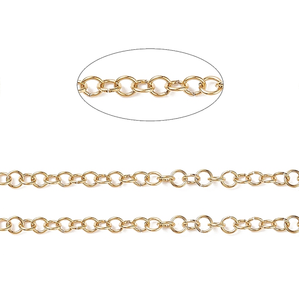 PandaHall Ion Plating(IP) 304 Stainless Steel Rolo Chains, with Spool, for Jewelry Making, Unwelded, Golden, 3.5x0.6mm, about 32.8 Feet...
PandaHall Ion Plating(IP) 304 Stainless Steel Rolo Chains, with Spool, for Jewelry Making, Unwelded, Golden, 3.5x0.6mm, about 32.8 Feet...