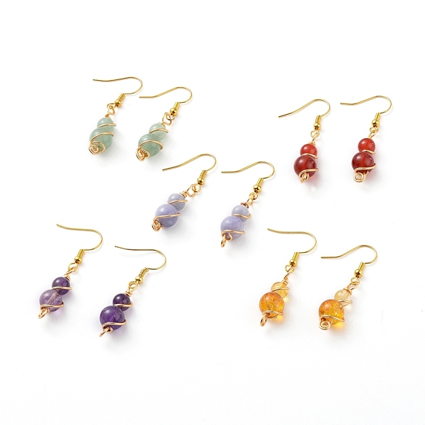 PandaHall Natural Gemstone Dangle Earrings, with Copper Wire and Golden Plated Brass Earring Hooks, Round, 43mm, Pin: 0.8mm Mixed Stone
PandaHall Natural Gemstone Dangle Earrings, with Copper Wire and Golden Plated Brass Earring Hooks, Round, 43mm, Pin: 0.8mm Mixed Stone