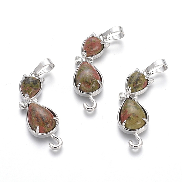 PandaHall Natural Unakite Kitten Pendants, with Platinum Tone Brass Findings, Cat with Bowknot Shape, 35.5x12x6mm, Hole: 5x7mm Unakite Cat...
PandaHall Natural Unakite Kitten Pendants, with Platinum Tone Brass Findings, Cat with Bowknot Shape, 35.5x12x6mm, Hole: 5x7mm Unakite Cat...