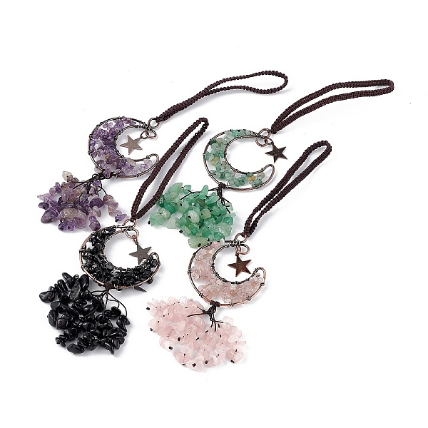 PandaHall Natural Mixed Stone Moon with Chips Tassel Pendant Decorations, with Rack Plating Red Copper Plated Brass Findings, Cadmium Free &...
PandaHall Natural Mixed Stone Moon with Chips Tassel Pendant Decorations, with Rack Plating Red Copper Plated Brass Findings, Cadmium Free &...