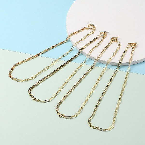 PandaHall Chain Necklaces, with Brass Enamel Curb Chains & Paperclip Chains, 304 Stainless Steel Toggle Clasps, Real 18K Gold Plated, Mixed..., Multicolor
PandaHall Chain Necklaces, with Brass Enamel Curb Chains & Paperclip Chains, 304 Stainless Steel Toggle Clasps, Real 18K Gold Plated, Mixed..., Multicolor